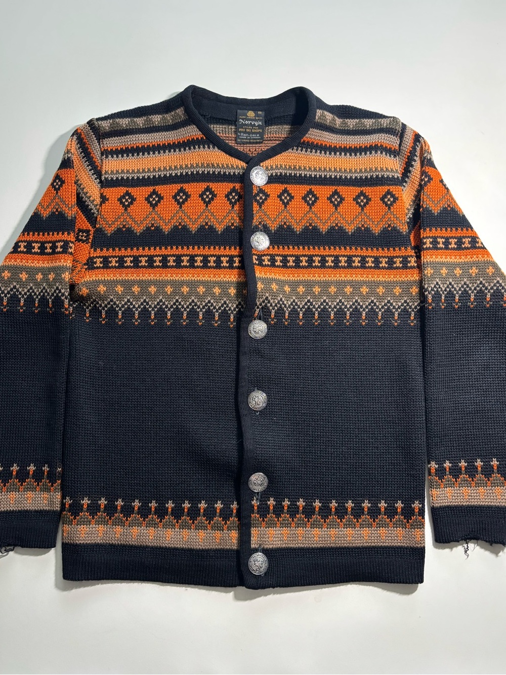 Vintage Cross/graves Nordic style Knit Cardigan Sweater pure virgin wool